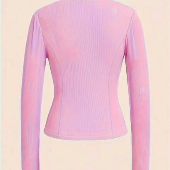 NWT Unbranded Sz. S Pink Zippered Long Sleeve Sweater Coat - Picture 4 of 8